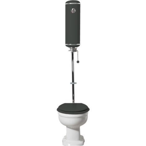 Griffon – WC à poser avec abattant frein de chute – Céramique gris anthracite – Bride avec – Volume de chasse 3 à 6L – Profondeur 68,5 cm – Hauteur 39,1 cm