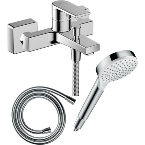 Pack mitigeur bain douche mécanique HANSGROHE Vernis Shape C2 + Flexible Isiflex + Pommeau Vernis Blend 100 EcoSmart 1jet chromé (1/3)