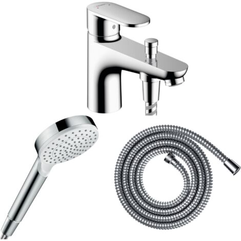 Pack mitigeur bain douche monotrou HANSGROHE Vernis Blend + Flexible Metaflex + Pommeau HANSGROHE Crometta blanc/chromé (1/3)