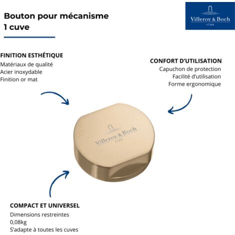 Bouton pour mécanisme 1 cuve, VILLEROY & BOCH en acier inoxydable finition or mat