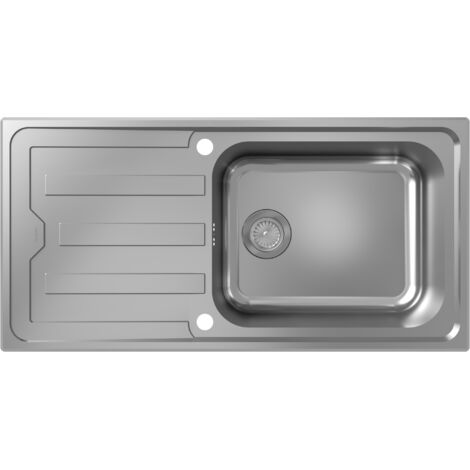 Hansgrohe – Évier 1 bac inox avec égouttoir réversible – Installation facile à poser ou encastrer – Vidage automatique inclus – Fabriqué en Allemagne (1/5)