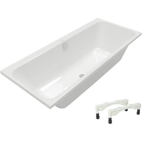 Villeroy & Boch – Baignoire droite 180 x 80 cm – Acrylique blanc – Écoulement central pour 2 personnes – Classe antidérapante A – Installation flexible