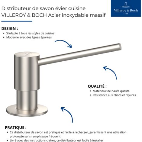 Distributeur de savon évier cuisine VILLEROY & BOCH Acier inoxydable massif