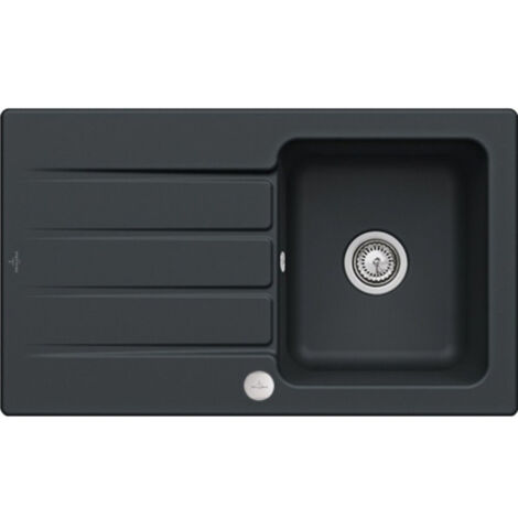 Villeroy & Boch – Évier 1 bac céramique Pure Black – Dimensions 86x51cm – Vidage automatique – Évier réversible pour meuble 50cm (1/5)