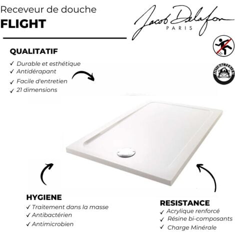 Receveur de douche JACOB DELAFON Flight rectangle extra plat antidérapant 120 x 90 cm