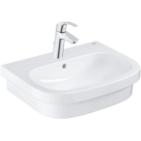 Vasque à poser GROHE Euro Ceramic 60cm + Mitigeur lavabo M GROHE Eurosmart avec vidage Chromé (1/5)