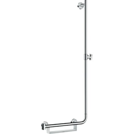 Hansgrohe – Barre de douche 110 cm – Laiton chromé – Poignée à gauche – Curseur réglable 90° – Fixations métalliques incluses