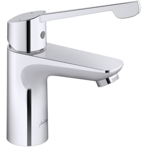 Jacob Delafon – Mitigeur de lavabo PMR – Finition chrome – Hauteur 183 mm – Débit 5 L/min – Installation 1 trou – Flexibles fournis