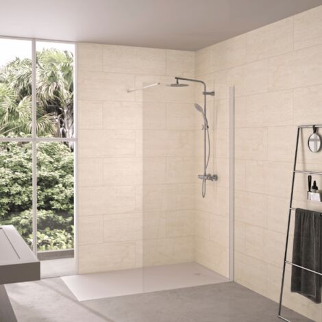Paroi de douche transparent KINEDO Solo 6+ 70cm profilé Blanc grainé (1/3)