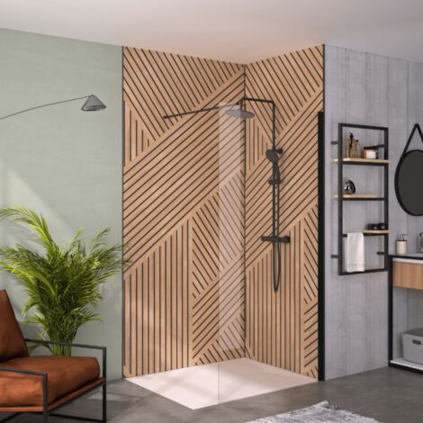 Paroi de douche transparent KINEDO Solo 6+ 140cm profilé Noir mat (1/3)