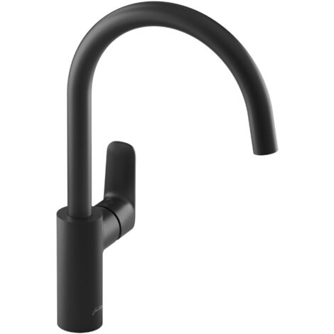 Jacob Delafon – Robinet cuisine col de cygne orientable noir mat – Hauteur 361mm – Débit 10L/min – Économie d'eau – Installation 1 trou (1/4)