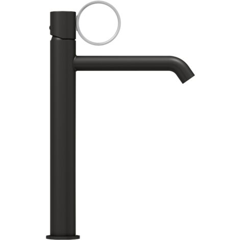 Mitigeur lavabo haut JACOB DELAFON Vivienne noir mat avec bague chromée brossée (1/5)