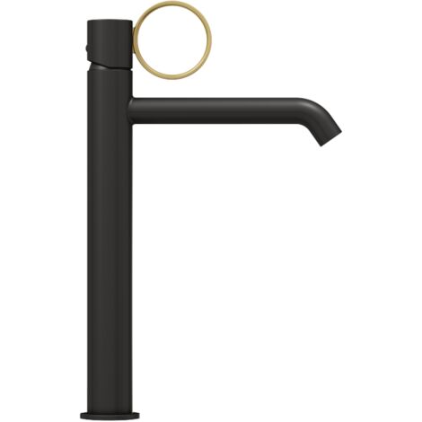 Mitigeur lavabo haut JACOB DELAFON Vivienne noir mat avec bague laiton brossée (1/5)