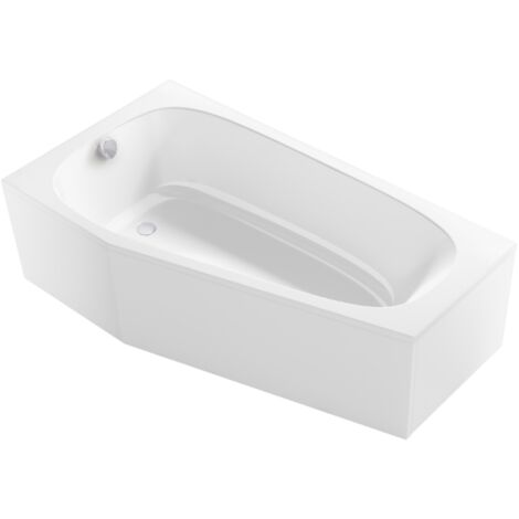 Jacob Delafon – Baignoire bain douche asymétrique 170 x 90 cm – Antidérapante blanc brillant – Installation bonde à gauche – Pieds Quick Clip réglables (1/5)