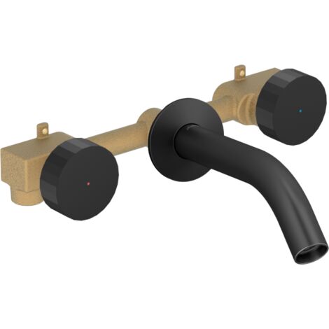 Pack mitigeur lavabo encastré 3 trous JACOB DELAFON Grands Boulevards noir mat avec mécanisme complet (1/4)