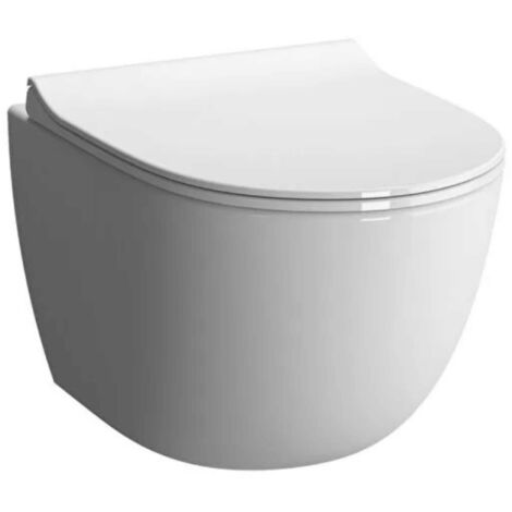 Vitra – WC suspendu sans bride blanc – Abattant Duroplast déclipsable – Sortie horizontale – Système de double chasse économique
