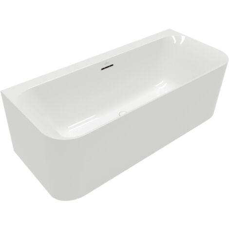 Baignoire murale semi-îlot VILLEROY & BOCH Loop & Friends avec bonde blanche et trop-plein chromé (1/5)