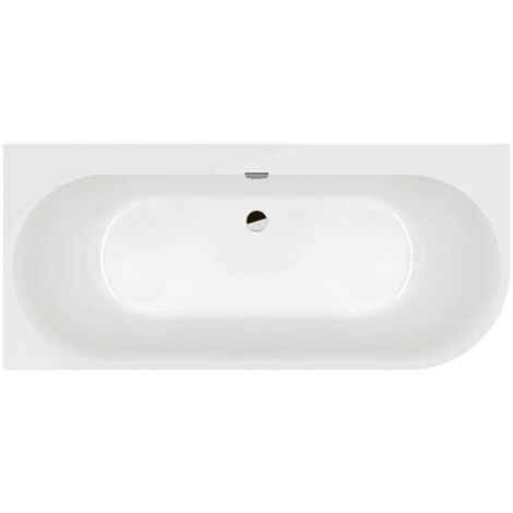 Villeroy & Boch – Baignoire d'angle 180x80 cm à gauche en Quaryl blanc brillant – Capacité 183L – Tablier et pieds inclus – UBQ180OBN9CL00VD01