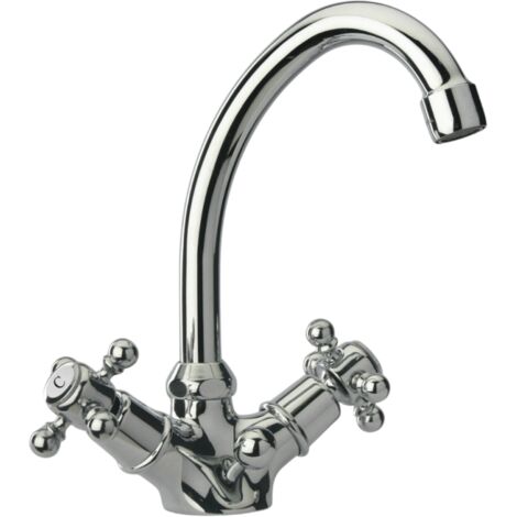 Robinet lavabo, mélangeur monotrou bec mobile TIFFANY chromé (1/4)
