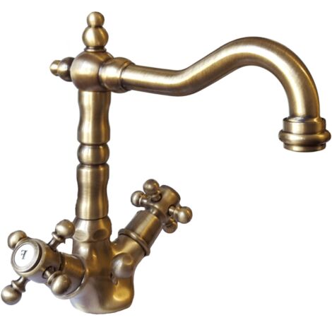 Mélangeur lavabo bec rétro PAINI Tiffany Vieux Bronze (1/4)