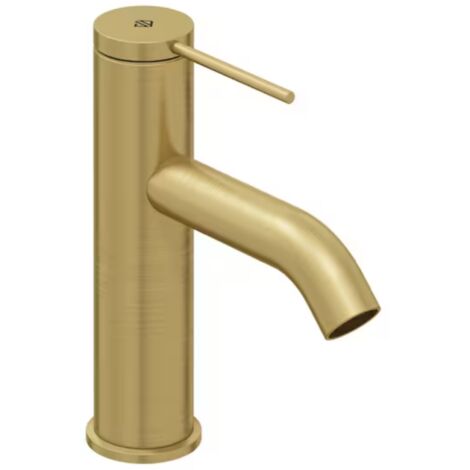 Jacob Delafon – Mitigeur de lavabo sans vidage – Laiton brossé – Bec coudé – Installation 1 trou – Débit 5L/min – Fixation par tige filetée (1/3)