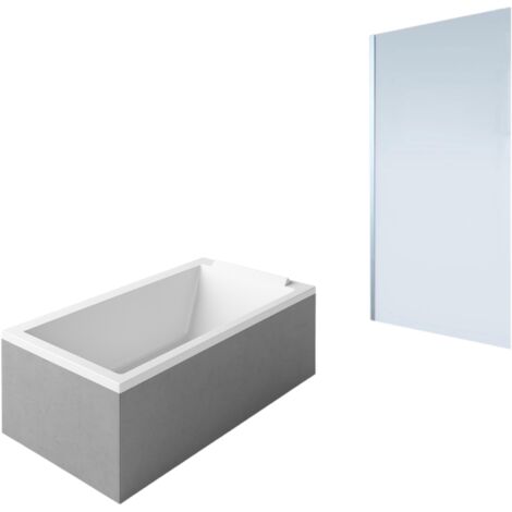 Baignoire droite DURAVIT Starck 1700x750mm + Pare Bain gauche AURYS Mist 1 chromé