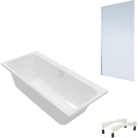 Baignoire droite VILLEROY & BOCH Architectura avec pieds 150 x 70 cm Blanc + Pare Bain gauche AURYS Mist 1 chromé