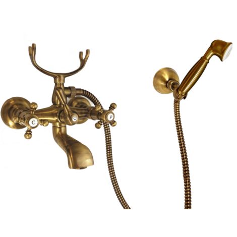 Mélangeur bain douche + flexible + douchette + support PAINI Tiffany Vieux Bronze (1/4)