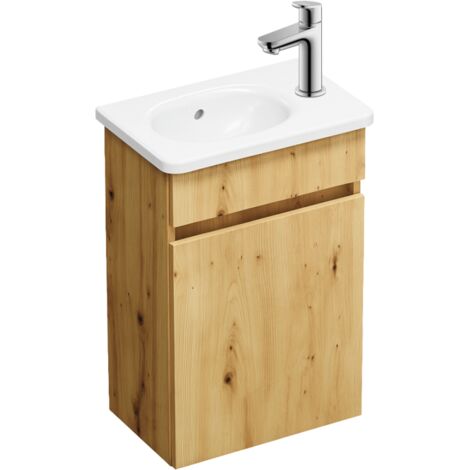 Pack meuble suspendu lave-mains BURGBAD Joline chêne + Robinet lave-mains eau froide Duravit Wave Chromé brillant (1/5)