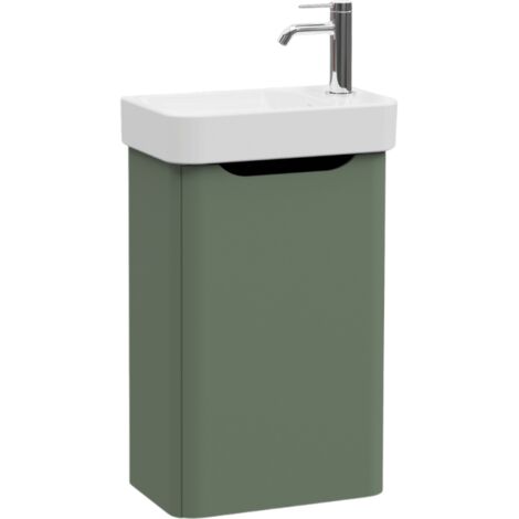 Meuble lave mains VITRA Sento Round vert avec plan vasque céramique 45 cm