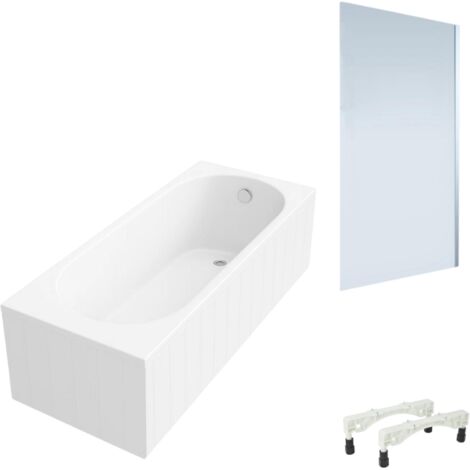 Baignoire droite avec pieds 160x70cm VILLEROY & BOCH O.Novo Blanc  + Pare bain droite AURYS Mist 1 chromé