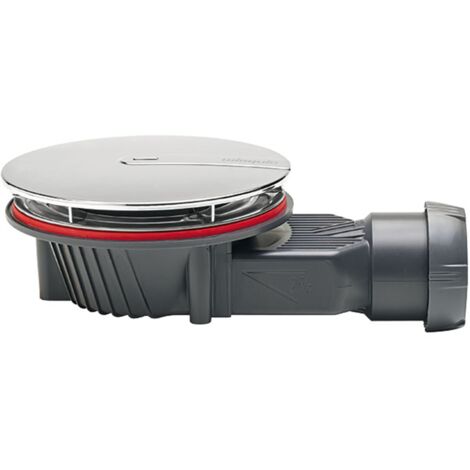 Wirquin – Bonde de douche Ø90 horizontale slim+ extra-plate 40mm – Dôme métal brossé Ø118mm – Installation facile pour receveurs plats (1/7)