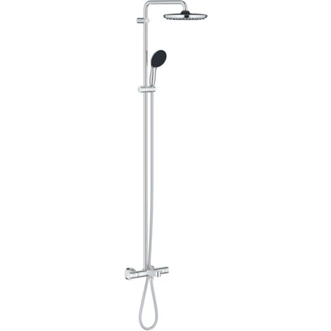 Grohe – Colonne de douche thermostatique avec thermostat – Douche de tête 250mm 1 jet Rain – Douchette 110mm 2 jets – Flexible 1750mm – 26988001 (1/8)