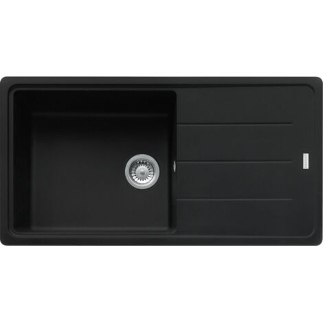 Franke – Évier de cuisine 1 bac noir mat – Fragranite ultra résistant – Égouttoir réversible – Installation à encastrer – Dimensions 97 x 50 cm (1/4)