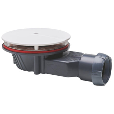 Bonde de douche extra-plate WIRQUIN Slim+ D90 dôme ABS blanc mat (1/5)