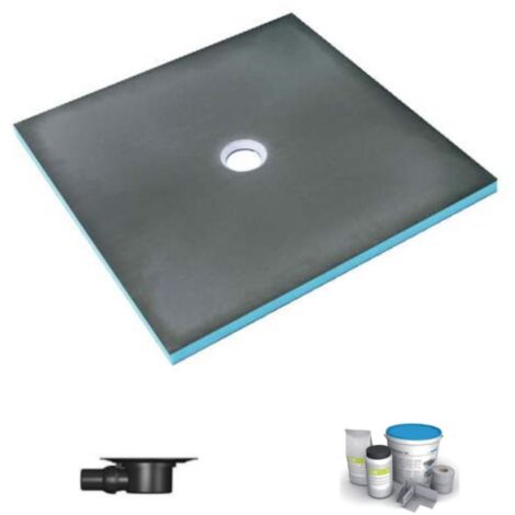 Wedi – Receveur de douche à carreler 150 x 150 cm – Carré – Écoulement centré – Bonde horizontale incluse – Kit d'étanchéité 100% étanche