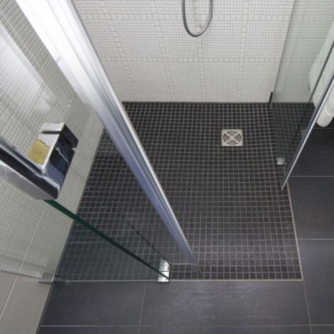 Receveur de douche à carreler 100 x 100 WEDI Fundo Primo carré écoulement excentré + bonde horizontale + kit d'étanchéité