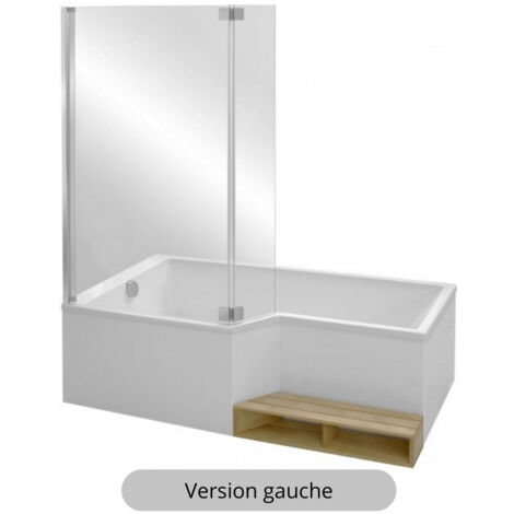 Baignoire bain douche JACOB DELAFON Neo, version gauche Blanc brillant 180 x 70/90