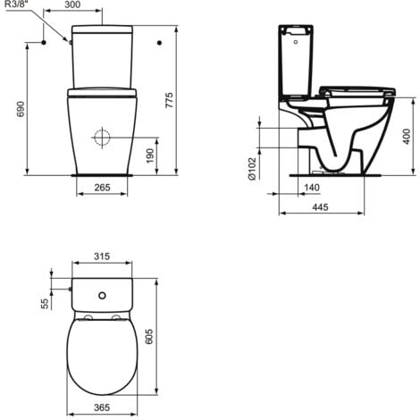 Dimensions cuvette outlet wc standard