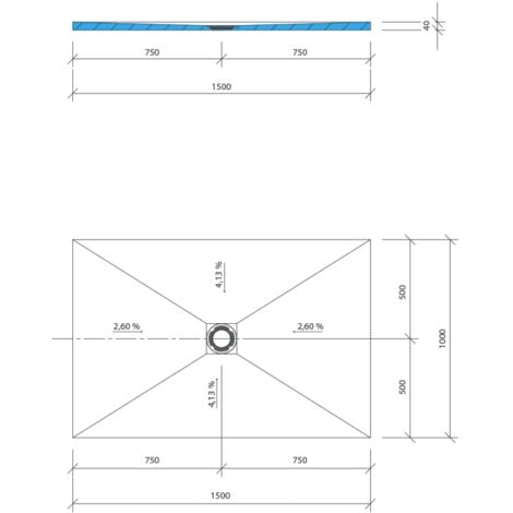Receveur de douche à carreler 150 x 100 WEDI Fundo Primo rectangle écoulement centré