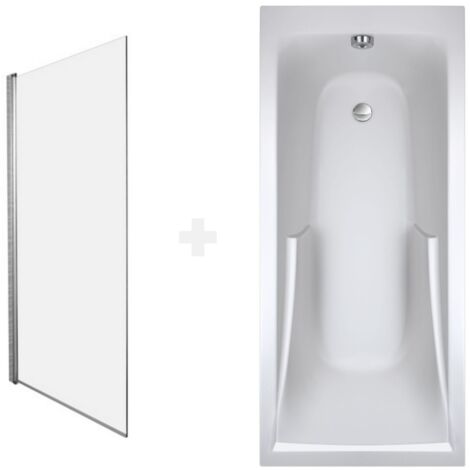 Baignoire droite JACOB DELAFON Corvette confort + pare bain Acrylique renforcé 180 x 80