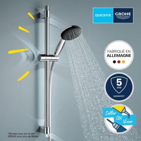 Grohe Mitigeur baignoire Bauloop et douchette + barre de douche + porte  savon Tempesta