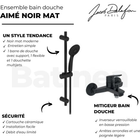 Mitigeur mécanique bain/douche noir - Aimé - JACOB DELAFON