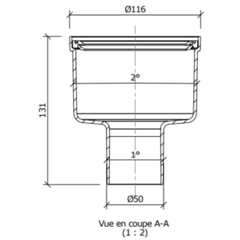 Wedi - Ecoulement vertical pour receveur Fundo Riolito Neo