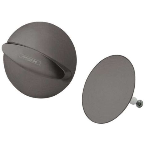 Hansgrohe – Set de finition vidage baignoire noir chromé brossé – Poignée tournante – Bouchon de sécurité – Compatible baignoires standards et spéciales