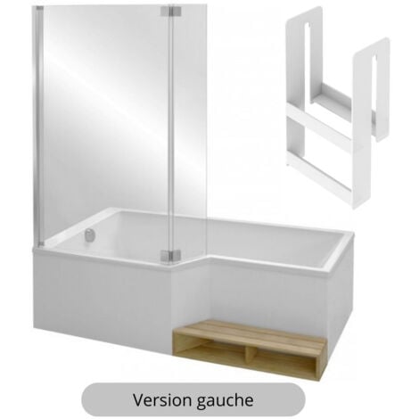 PACK baignoire MALICE 170 cm bain-douche Jacob Delafon (tablier, pare-bain  & colonne bain-douche en option)