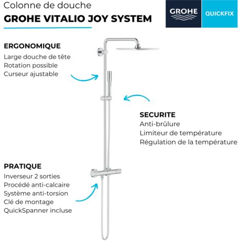 Colonne de douche avec mitigeur thermostatique GROHE Vitalio Joy System 210  Quickfix