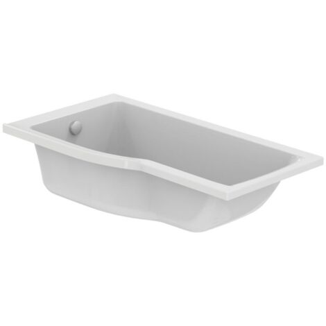 Ideal Standard – Baignoire bain douche asymétrique 150x80 cm – Gaine extérieure renforcée en fibre de verre – Installation angle gauche – Zone douche intégrée (1/3)