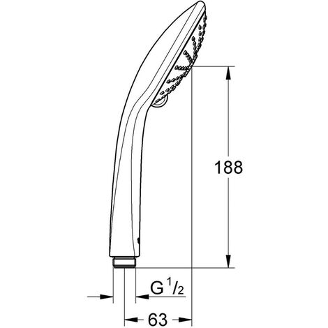 GROHE Vitalio Support mural et douchette confort avec 2 jets 10cm