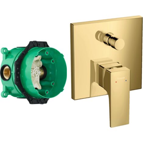 HANSGROHE Façade Metropol pour mitigeur bain douche encastré Aspect doré poli avec corps encastré